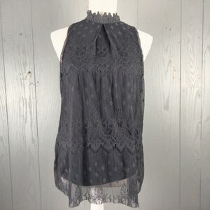 Vintage 90s Y2K A Byer Top Medium Black Lace Collar‎ Tiered Whimsigoth Witchy